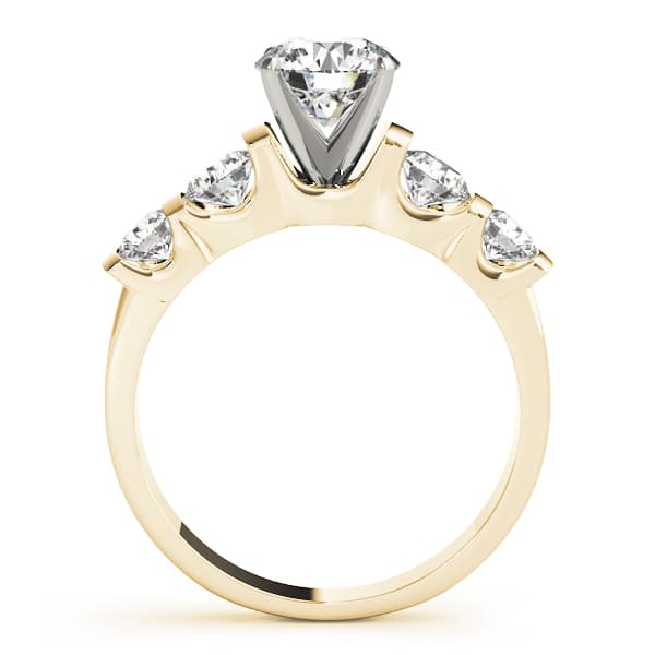 Single Row Bar Set Peg Head Engagement Ring, style 50267, Side view in yellow gold