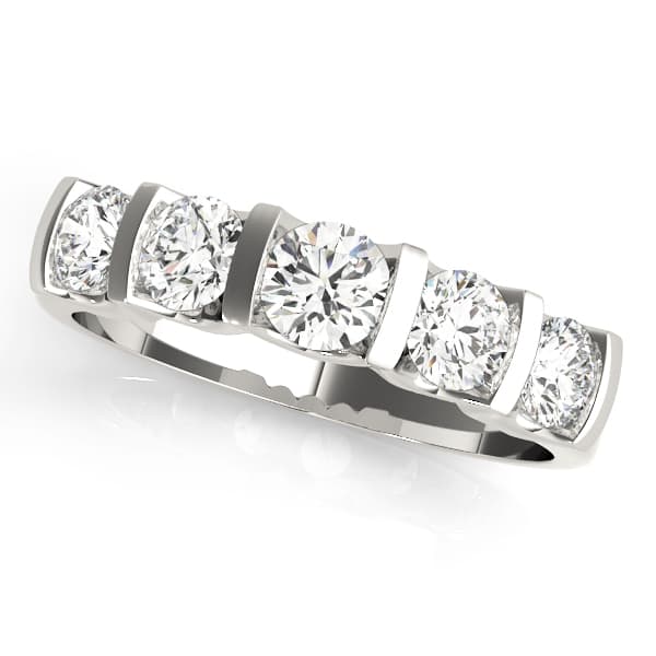 5-Stone Bar Set Wedding Band — View 1