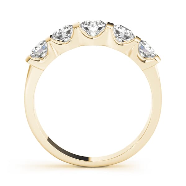 5-Stone Bar Set Wedding Band (0.99 ct. tw.), Side view in yellow gold