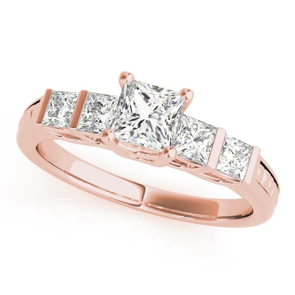 Channel Set Princess Cut Engagement Ring, style 50268, Front view in rose gold