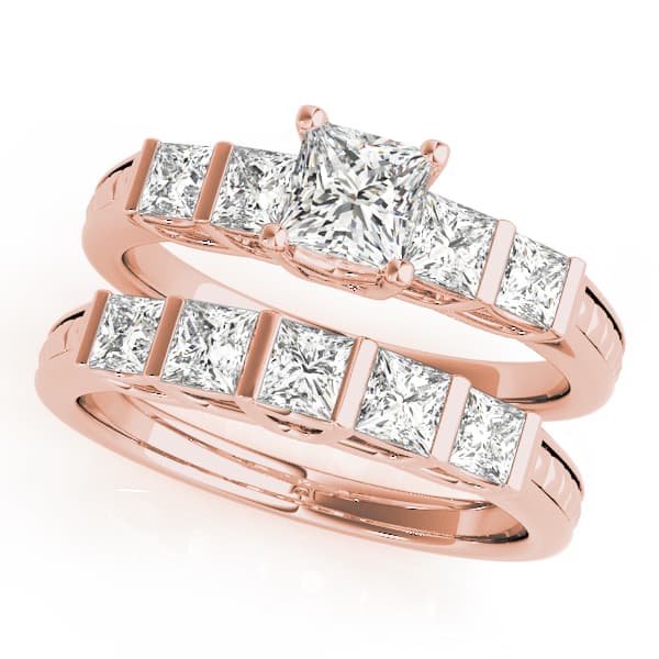 Channel Set Princess Cut Engagement Ring, style 50268, On hand view in rose gold