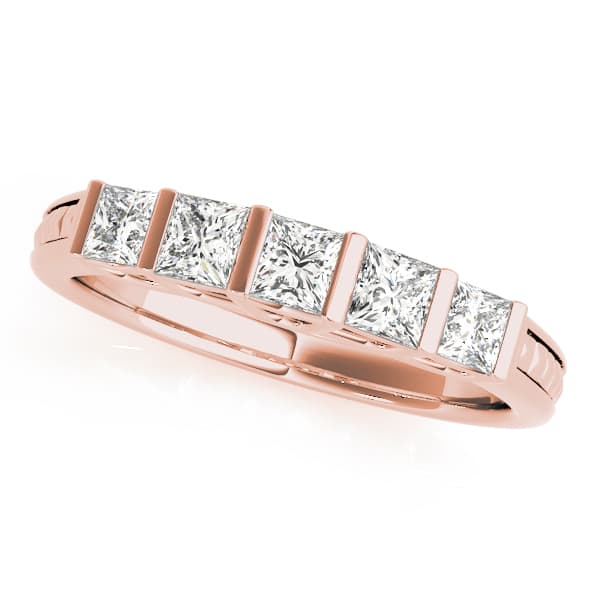 Fancy Shape Princess Wedding Band (0.73 ct. tw.), Front view in rose gold