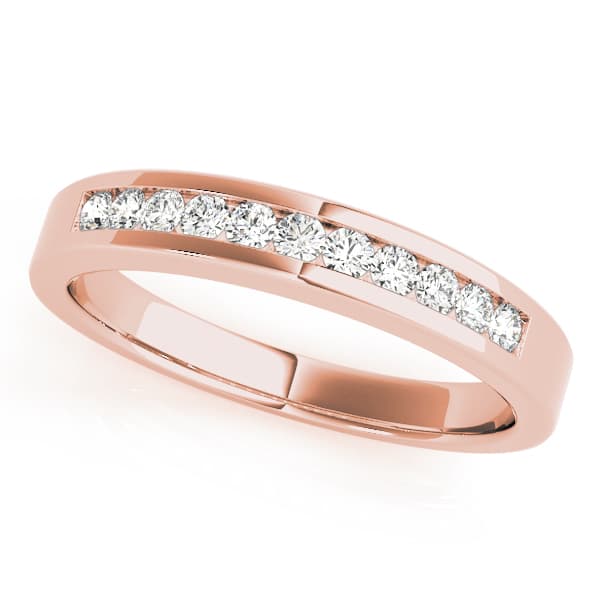Single Row Channel Set Wedding Band (0.22 ct. tw.), Front view in rose gold