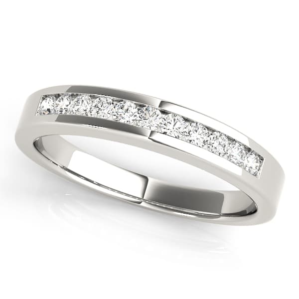 Single Row Channel Set Wedding Band — View 1