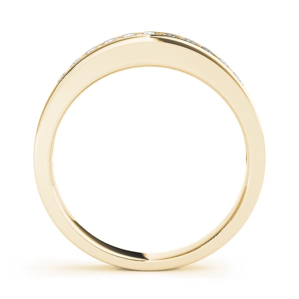 Single Row Channel Set Wedding Band (0.22 ct. tw.), Side view in yellow gold