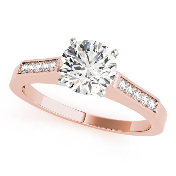 Single Row Peg Head Engagement Ring in Rose gold