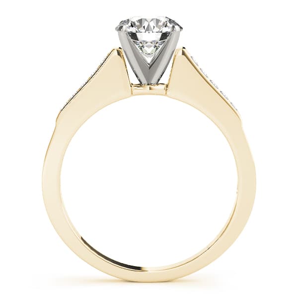 Single Row Peg Head Engagement Ring, style 50270, Side view in yellow gold