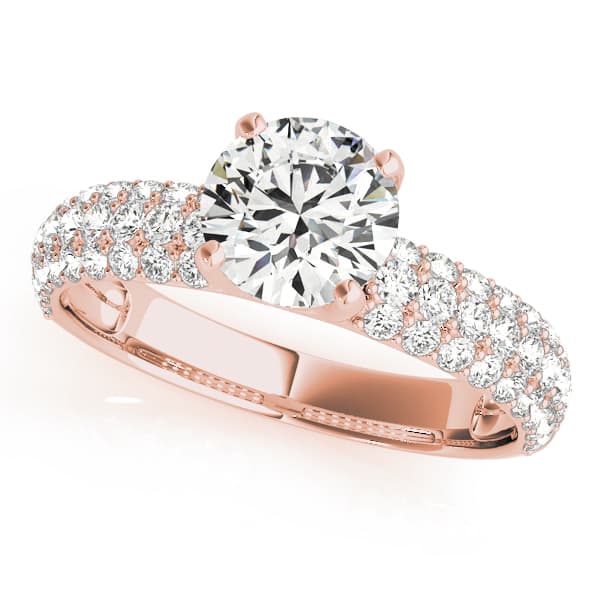 Round Pavé Engagement Ring, style 50271, Front view in rose gold