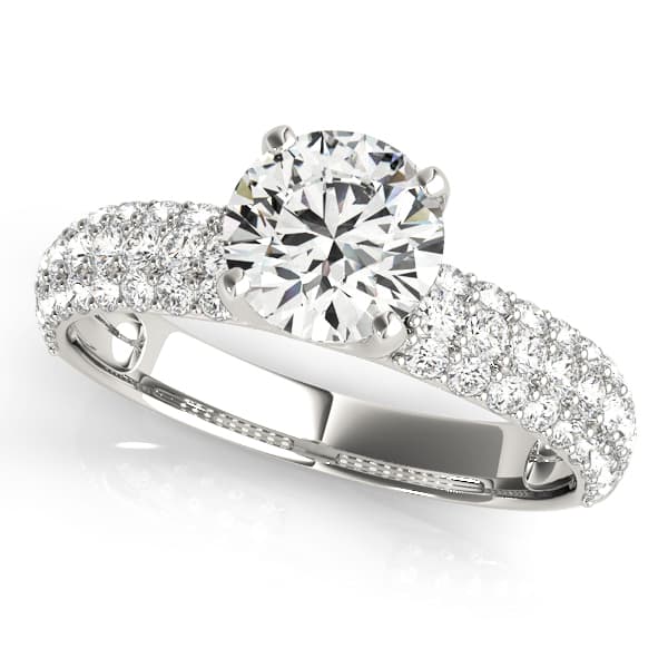 Round Pavé Engagement Ring — style 50271 in 10k White Gold