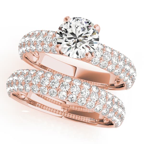 Round Pavé Engagement Ring, style 50271, On hand view in rose gold