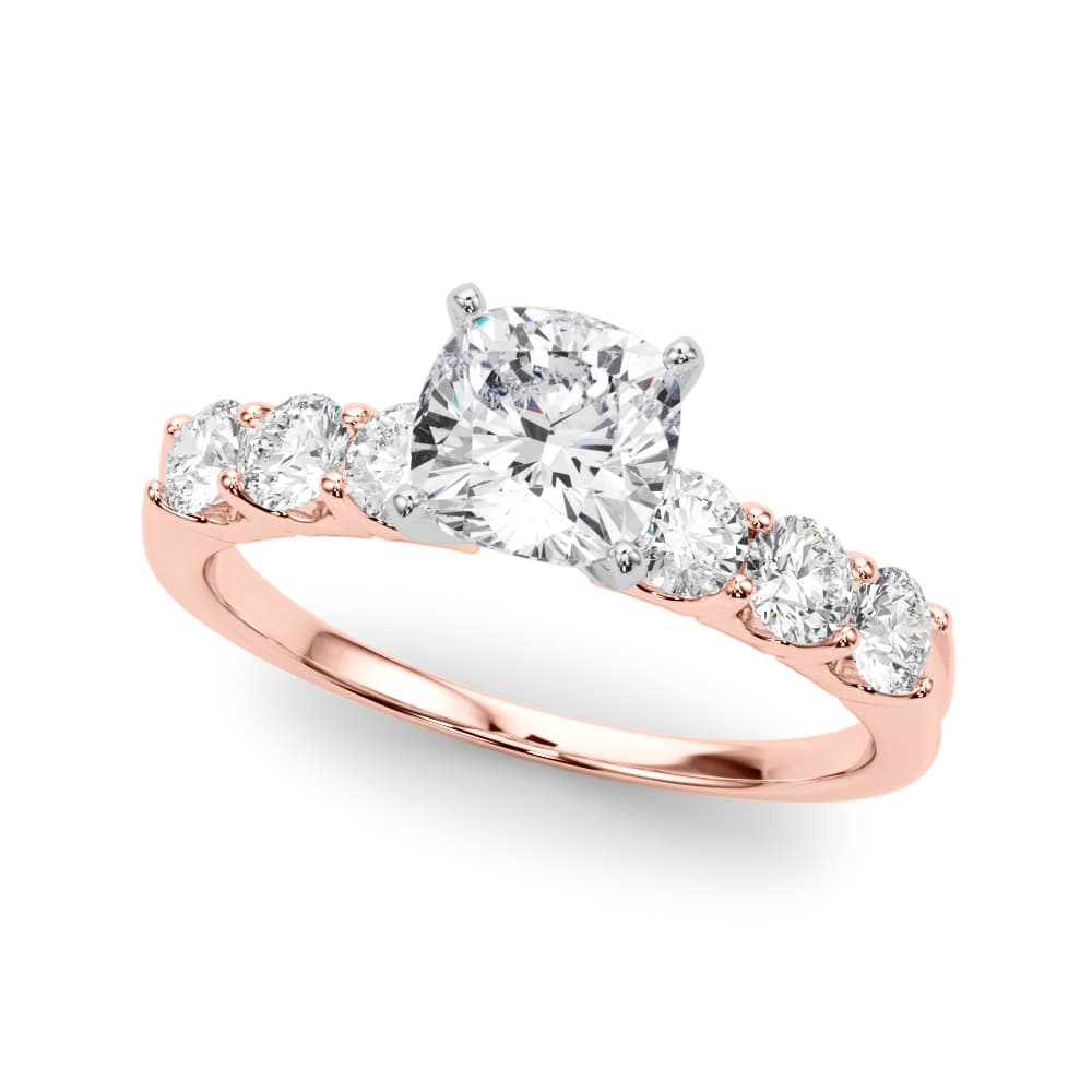Single Row Shared-Prong Engagement Ring, style 50274, Front view in rose gold