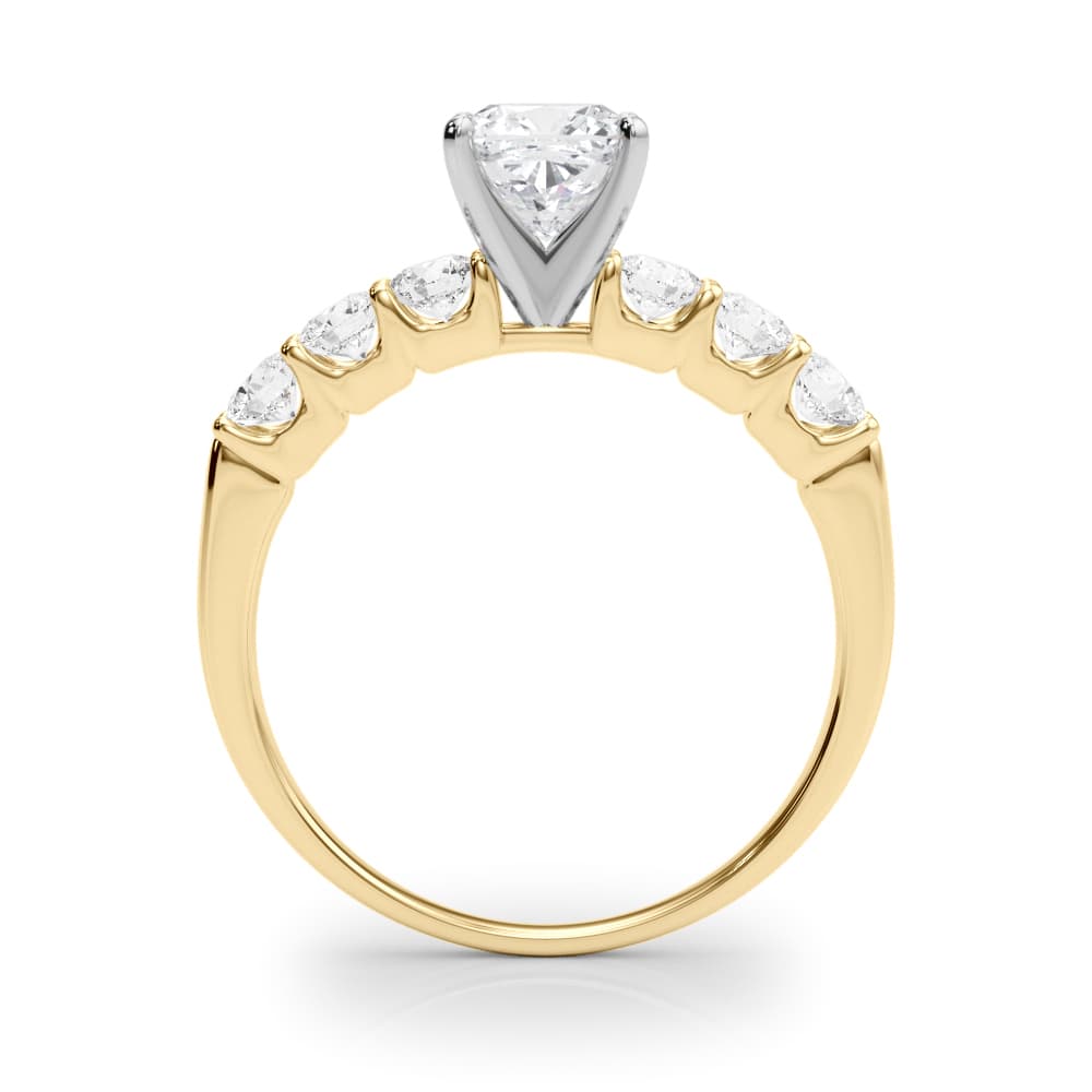 Single Row Shared-Prong Engagement Ring, style 50274, Side view in yellow gold