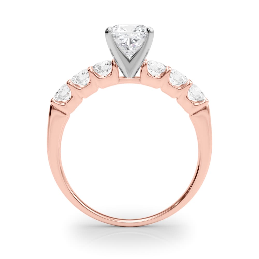 Single Row Shared-Prong Engagement Ring, style 50274, Side view in rose gold