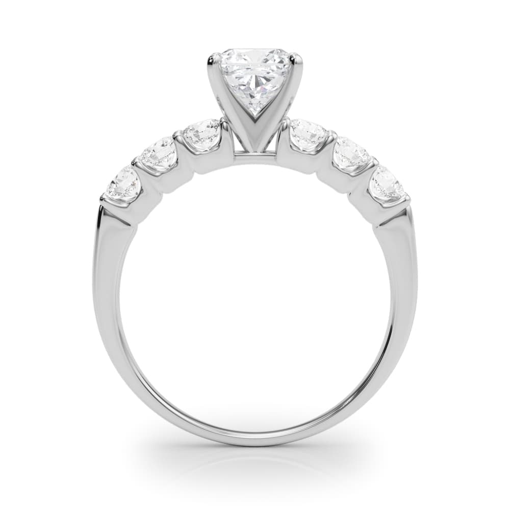 Single Row Shared-Prong Engagement Ring, style 50274, Side view in white gold or platinum