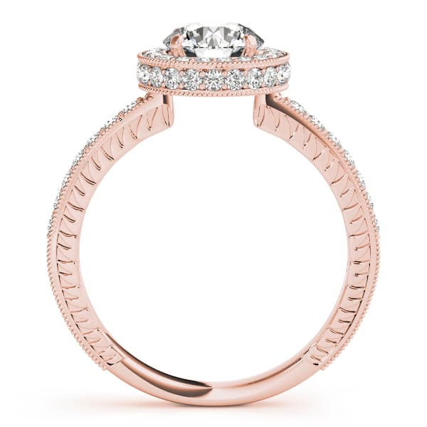 Halo Round Engagement Ring, style 50277, Side view in rose gold