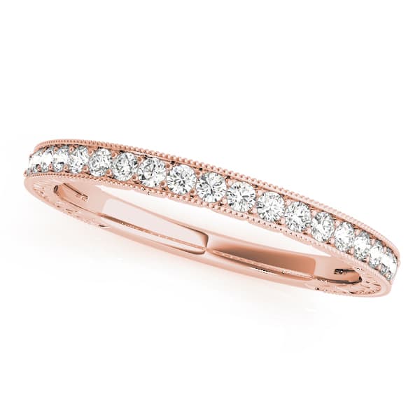 Channel Set Milgrain Wedding Bands (0.21 ct. tw.), Front view in rose gold