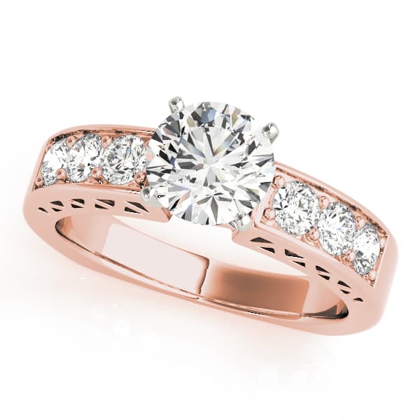 Channel Set Single Row Engagement Ring, style 50278, Front view in rose gold
