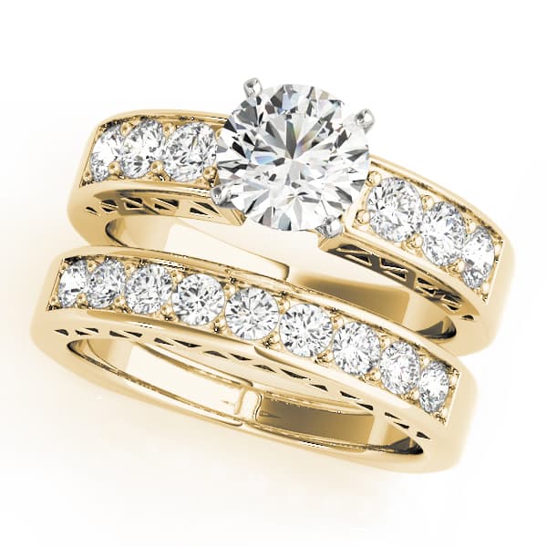 Channel Set Single Row Engagement Ring, style 50278, On hand view in yellow gold