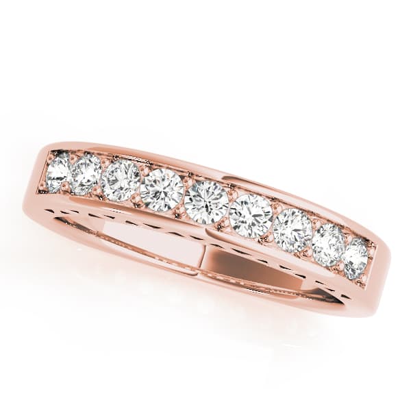Single Row Prong In Channel Wedding Ring (0.54 ct. tw.), Front view in rose gold