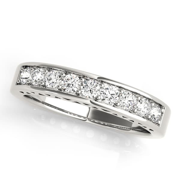 Single Row Prong In Channel Wedding Ring — View 1