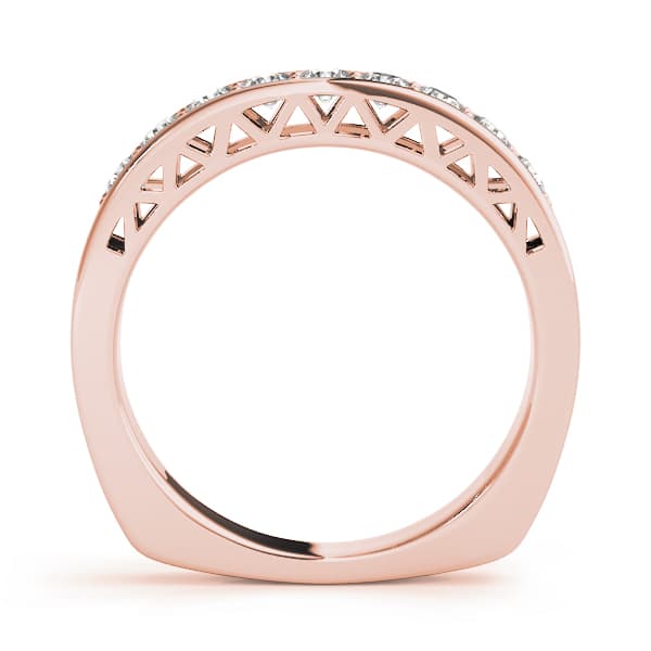 Single Row Prong In Channel Wedding Ring (0.54 ct. tw.), Side view in rose gold