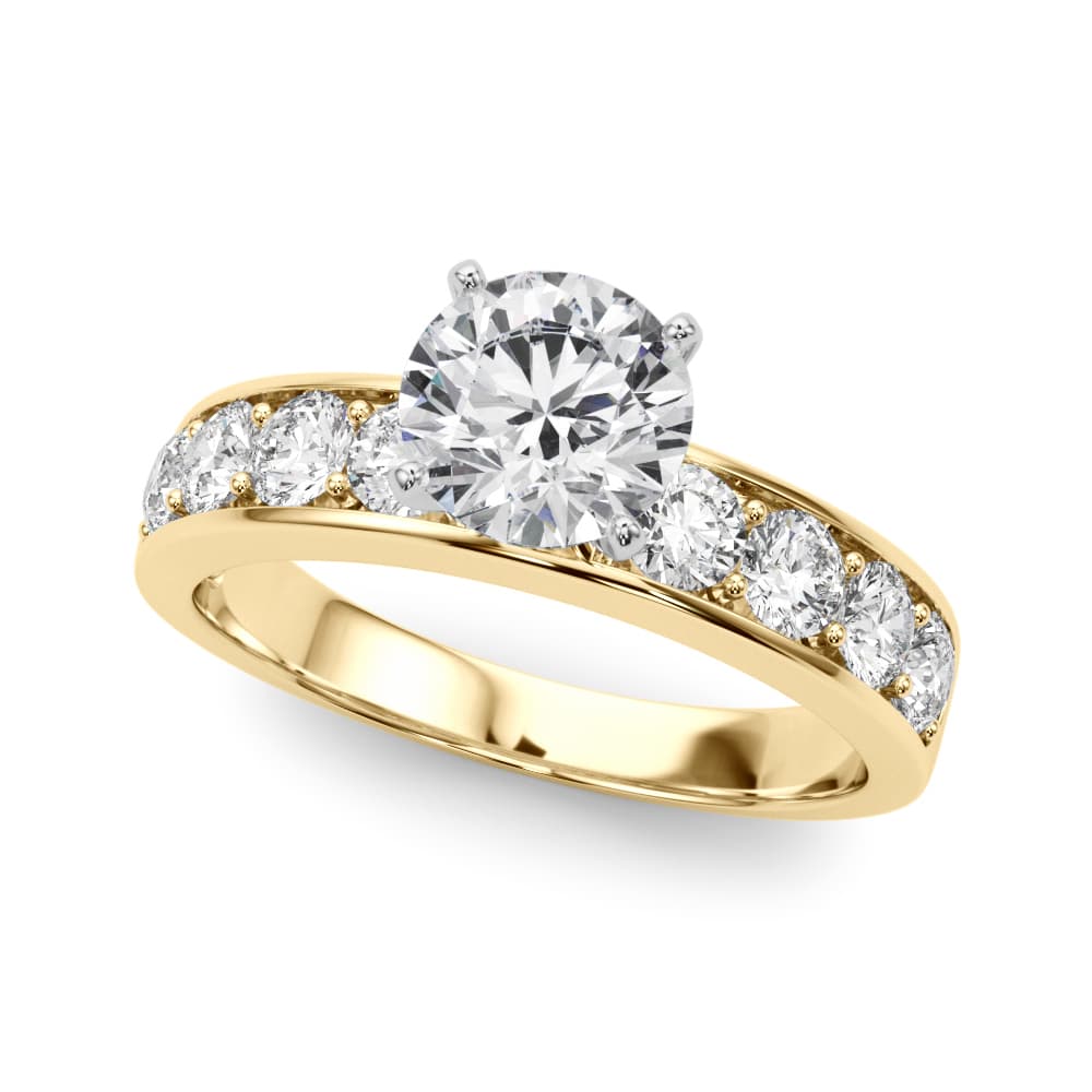 Single Row Channel Set Engagement Ring, style 50280, Front view in yellow gold