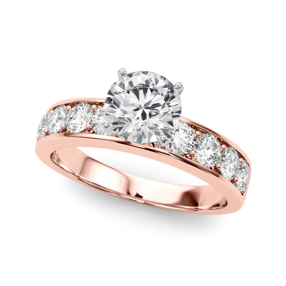 Single Row Channel Set Engagement Ring, style 50280, Front view in rose gold