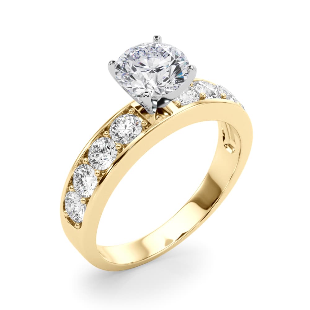 Single Row Channel Set Engagement Ring, style 50280, Angle view in yellow gold