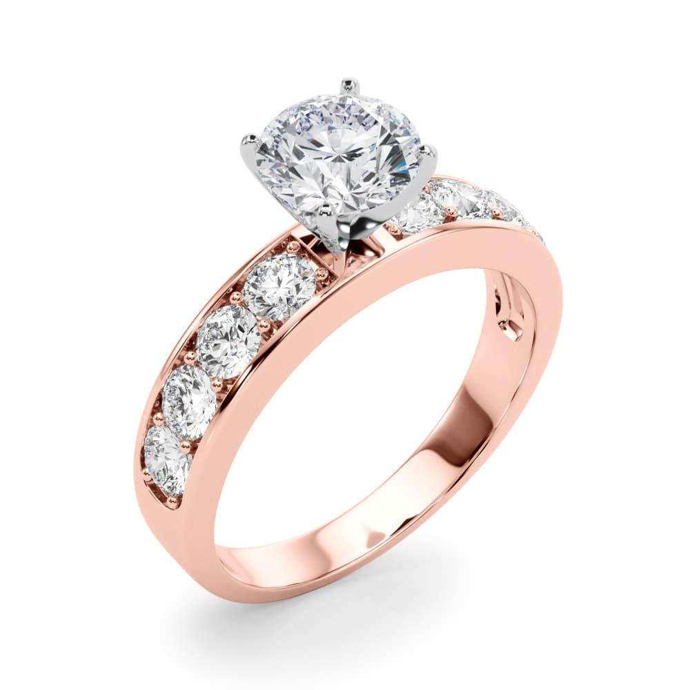 Single Row Channel Set Engagement Ring, style 50280, Angle view in rose gold