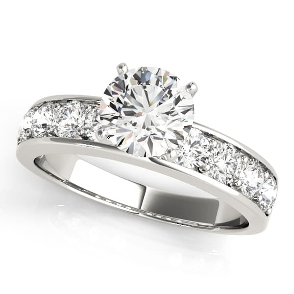 Single Row Channel Set Engagement Ring in White gold