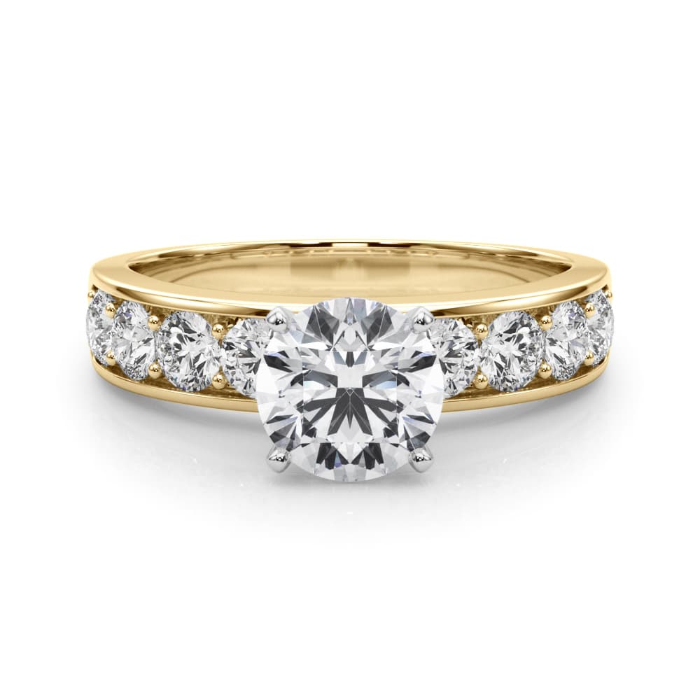 Single Row Channel Set Engagement Ring, style 50280, On hand view in yellow gold