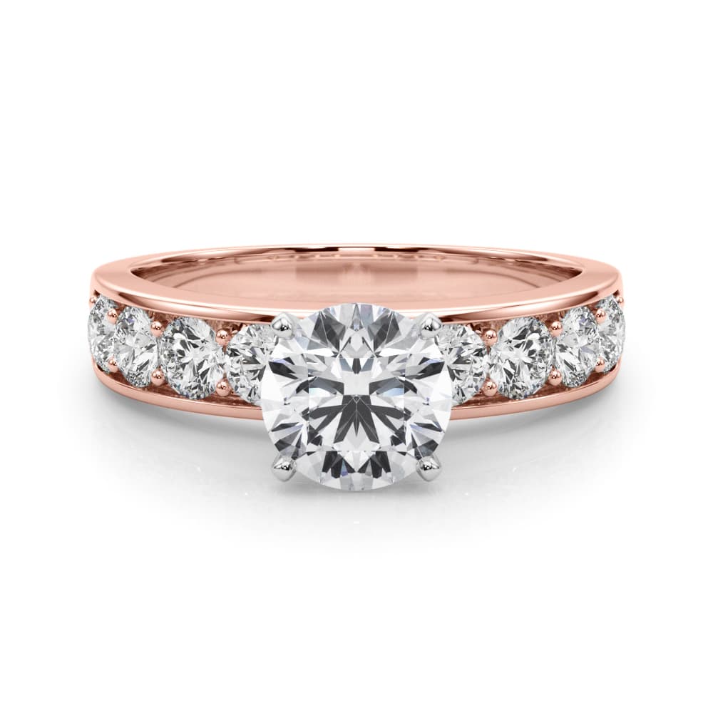 Single Row Channel Set Engagement Ring, style 50280, On hand view in rose gold