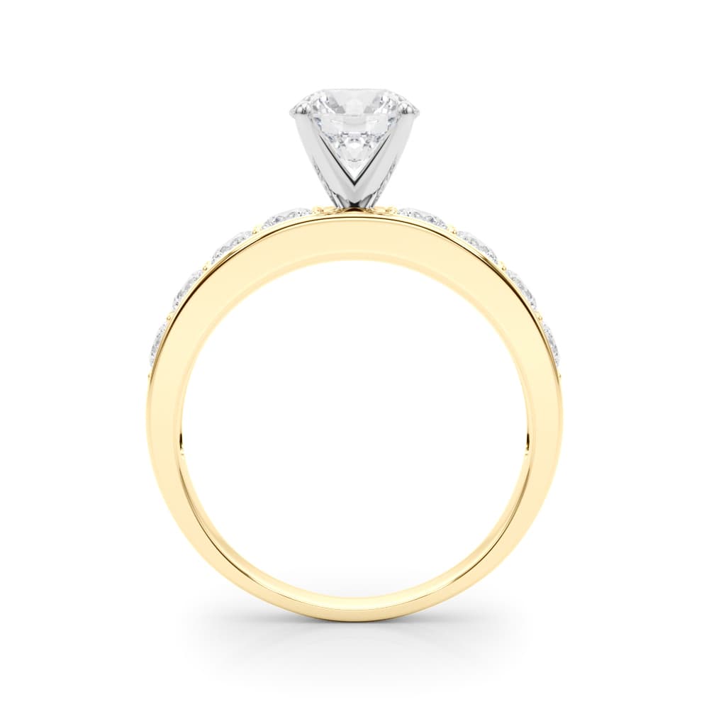 Single Row Channel Set Engagement Ring, style 50280, Side view in yellow gold