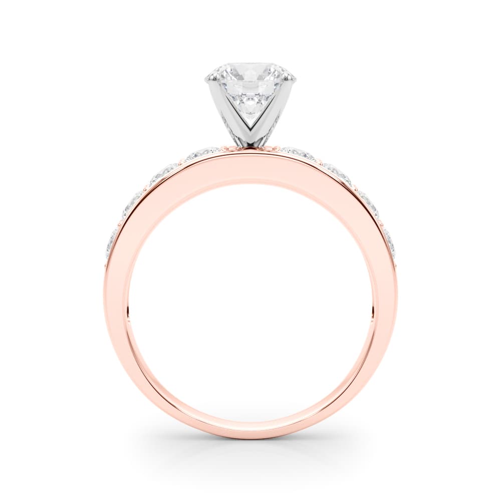Single Row Channel Set Engagement Ring, style 50280, Side view in rose gold