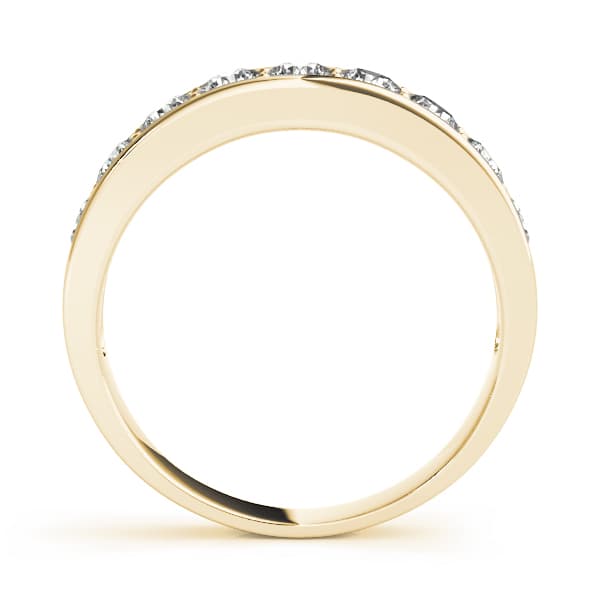 Shared Prong Channel Set Wedding Band (0.9 ct. tw.), Side view in yellow gold