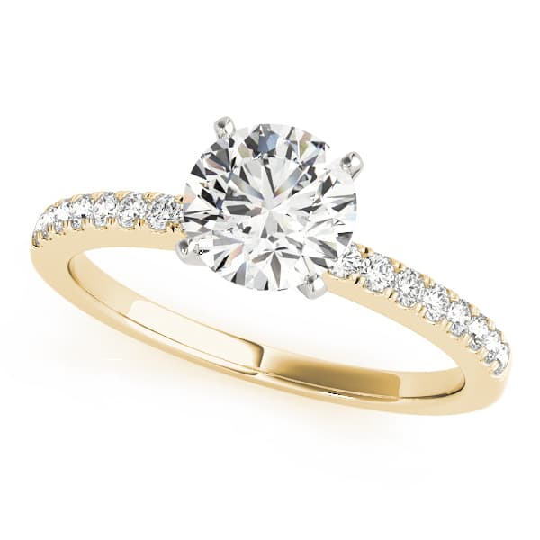 Single Row Diamond Engagement Ring, style 50281, Front view in yellow gold