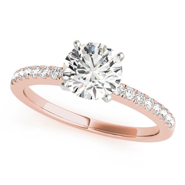 Single Row Diamond Engagement Ring, style 50281, Front view in rose gold