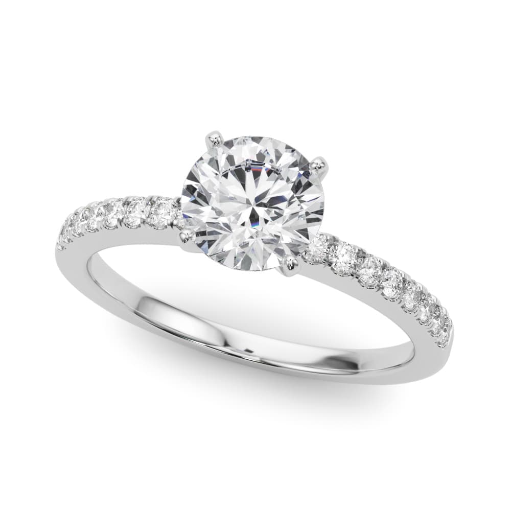 Single Row Diamond Engagement Ring in White gold