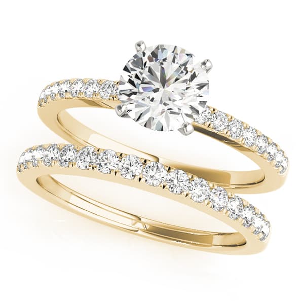 Single Row Diamond Engagement Ring, style 50281, On hand view in yellow gold