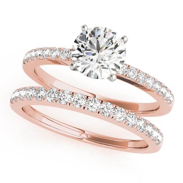 Single Row Diamond Engagement Ring, style 50281, On hand view in rose gold