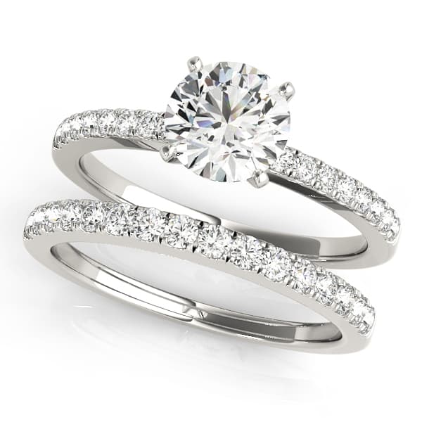 Single Row Diamond Engagement Ring, style 50281, On hand view in white gold or platinum