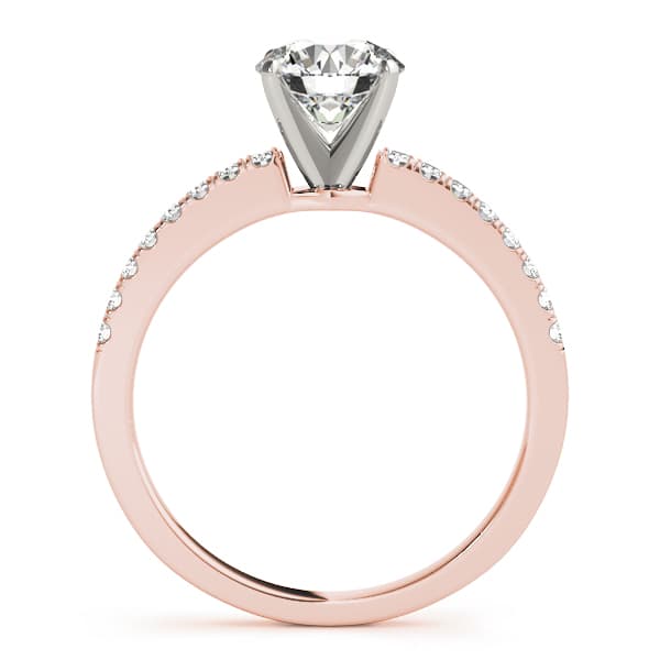 Single Row Diamond Engagement Ring, style 50281, Side view in rose gold
