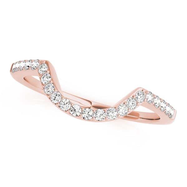 Prong Set Curved Wedding Band (1/3 ct. tw.), Front view in rose gold