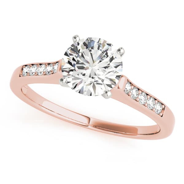 Single Row Channel Set Engagement Ring, style 50283, Front view in rose gold
