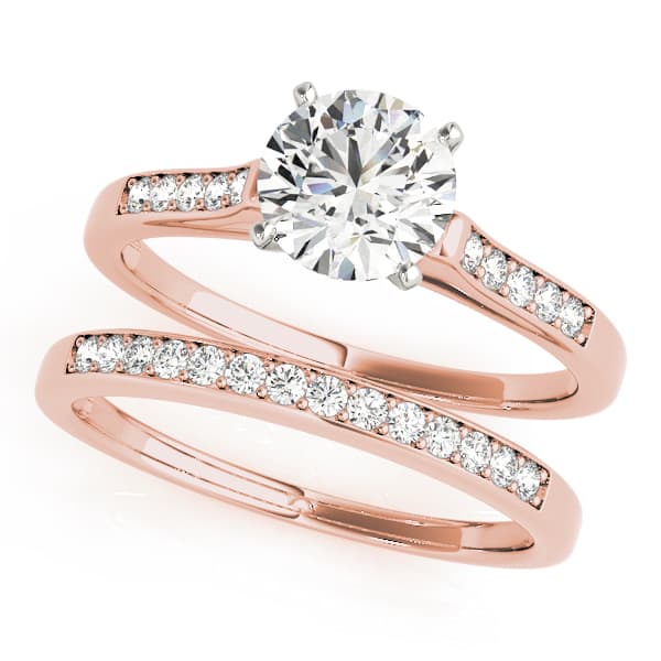 Single Row Channel Set Engagement Ring, style 50283, On hand view in rose gold