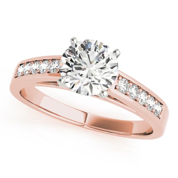 Single Row Prong In Channel Engagement Ring, style 50284, Front view in rose gold