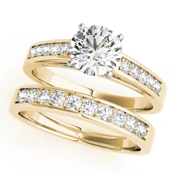 Single Row Prong In Channel Engagement Ring, style 50284, On hand view in yellow gold