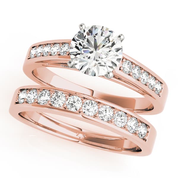 Single Row Prong In Channel Engagement Ring, style 50284, On hand view in rose gold