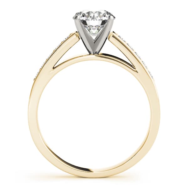 Single Row Prong In Channel Engagement Ring, style 50284, Side view in yellow gold
