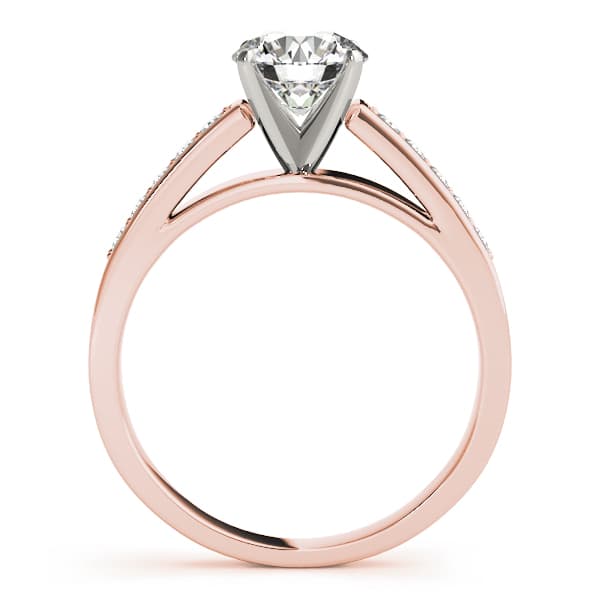 Single Row Prong In Channel Engagement Ring, style 50284, Side view in rose gold